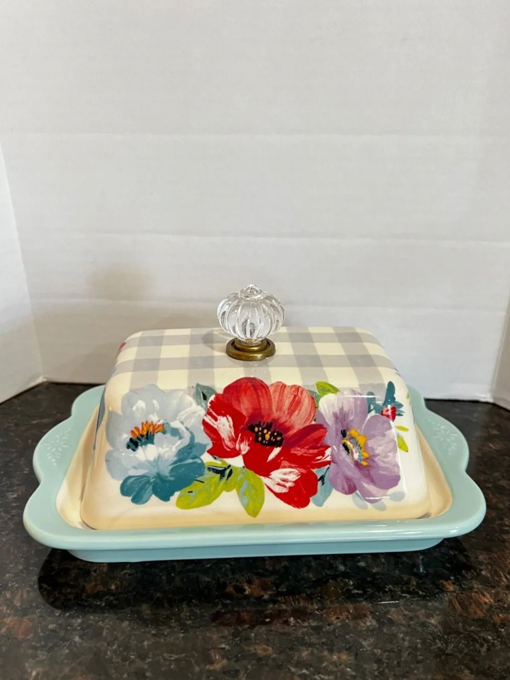 The Pioneer Women Sweet Romance Ceramic Double Stick Butter Dish Floral Ceramic